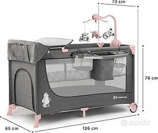 Lettino da viaggio kinderkraft joy rosa/grigio