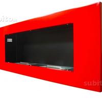 Biocamino da parete due bruciatori colore Rosso