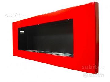 Biocamino da parete due bruciatori colore Rosso