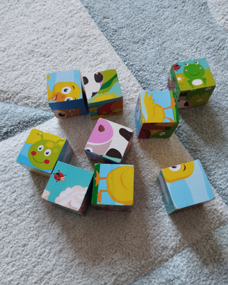 Puzzle a blocchi legno bimbo/bimba