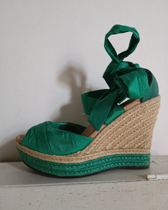 Sandali zeppe Ugg verdi 38 corda tessuto