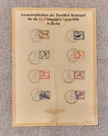 Raro foglio francobolli Olimpiadi di Berlino 1936