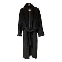 Cappotto lungo nero in lana e angora