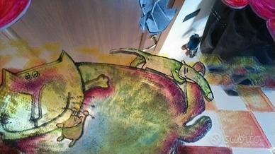 Specchio gatto e topolini dipinto a mano