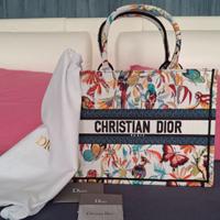 Borsa Dior book tote ricamata multicolore