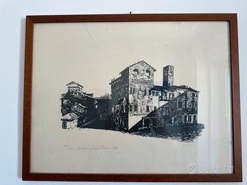 Incisione originale Piazza Pertinace Alba firmata