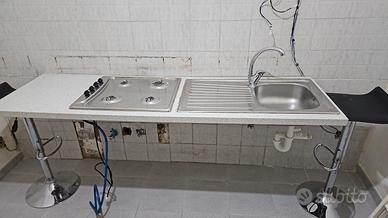 top cucina com piano cottura e lavello