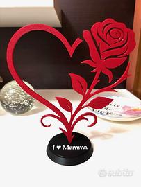 Idea per la Mamma – Rosa con Cuore 3D Scritta Love