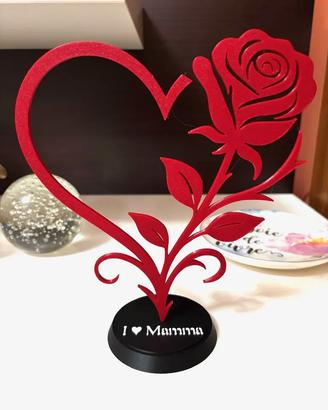 Idea per la Mamma – Rosa con Cuore 3D Scritta Love
