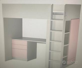 Letto ponte con scrivania ikea Smastad + Armadio