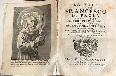 Libro antico vita San Francesco di Paola 1737