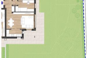 W2: Trilocale con giardino a Montagna