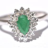 Anello Oro bianco 18kt diamanti e Smeraldo