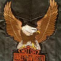 Corpetto moto in pelle con toppa Harley Davidson
