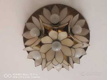 Plafoniera e applique in ottone e madreperla