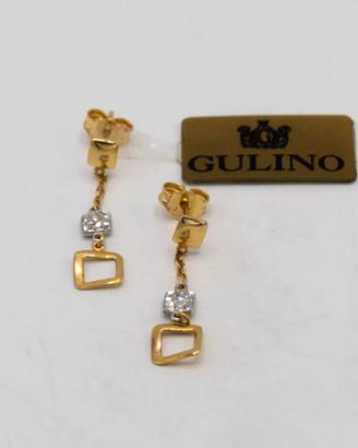 Orecchini oro giallo e bianco 18kt pendenti E.12