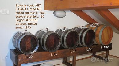 5 barili rovere Renzi+100L aceto bals.tradiz.1973