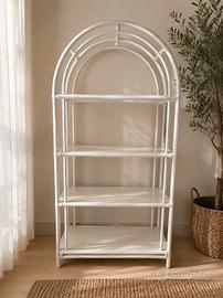 Libreria bianca in rattan