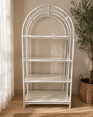 Libreria bianca in rattan