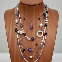 Pezzo unico: Collana 5 fili in Argento 925 pietre 