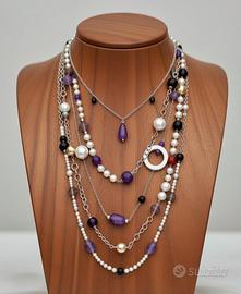 Pezzo unico: Collana 5 fili in Argento 925 pietre 