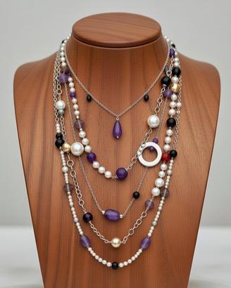 Pezzo unico: Collana 5 fili in Argento 925 pietre 