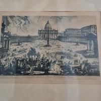 Stampa antica con cornice e vetro d'epoca