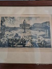 Stampa antica con cornice e vetro d'epoca