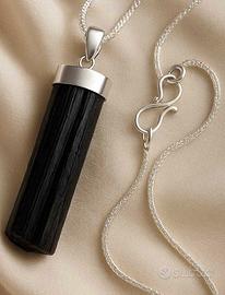 Ciondolo pl. argento 925 tormalina nera grezza