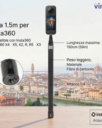 asta selfiestick da 1.5 metri per insta360 x5 ecc