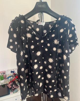 Blusa Red Valentino nera con stampa stelle