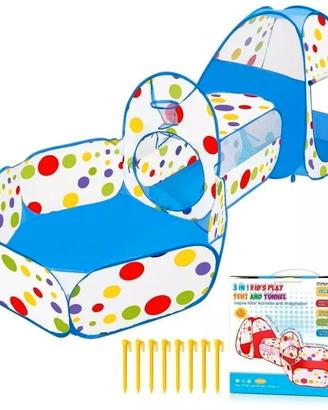 Tenda Gioco Bambini Con Tunnel + 100 Palline