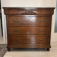 Como cassettiera antica fine 900 in noce con marmo