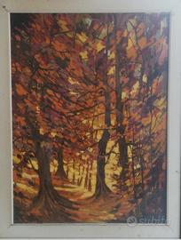 Quadro olio bosco autunnale - Dipinto su tela