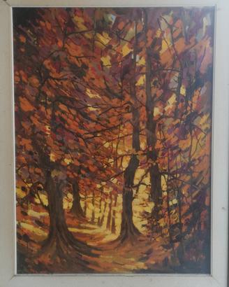 Quadro olio bosco autunnale - Dipinto su tela