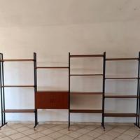 Libreria vintage in teak e metallo