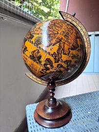 Mappamondo vintage da tavolo in legno- mappa antic