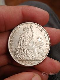 moneta d'argento del peru de anno 1925 splendida 