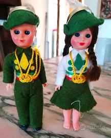 COPPIA BAMBOLE ALPINI, DA COLLEZIONE, ANNI '70