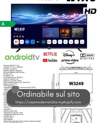 TV led 32 pollici W3249 Smart Tv Wixo