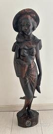 Statua balinese vintage intagliata a mano -H 70 cm