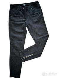 Pantaloni in cotone broccato  nero donna. T-S