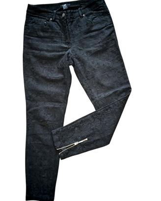 Pantaloni in cotone broccato  nero donna. T-S