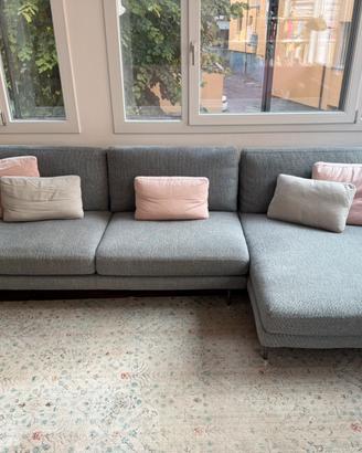 Divano con chaise-longue 4 posti in tessuto