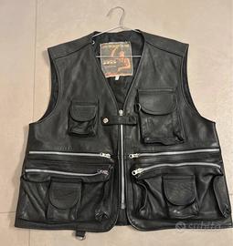 Gilet Biker Pelle Nero OverPell Uomo
