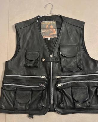 Gilet Biker Pelle Nero OverPell Uomo