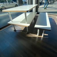 Tavoli/  retro banco/cassa angolo+mensole vetro