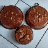 Set 3 ciotole/ stampi in rame vintage 