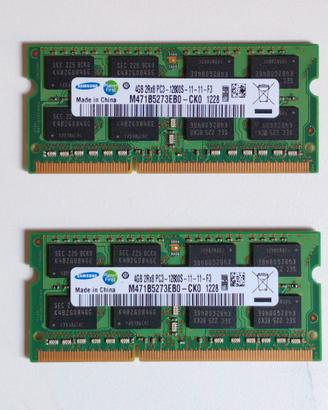 2x4GB RAM DDR3 PC3-12800S Sodimm Samsung (8GB)