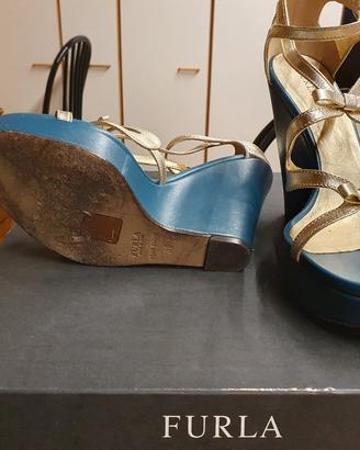 Zeppe Sandali FURLA oro-petrolio